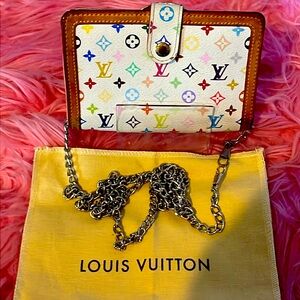 Louis Vuitton x Takashi Murakami kiss lock wallet white multicolor TH1016